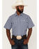 Resistol Men's Haven Small Plaid Short Sleeve Button Down Western Shirt , Navy, hi-res