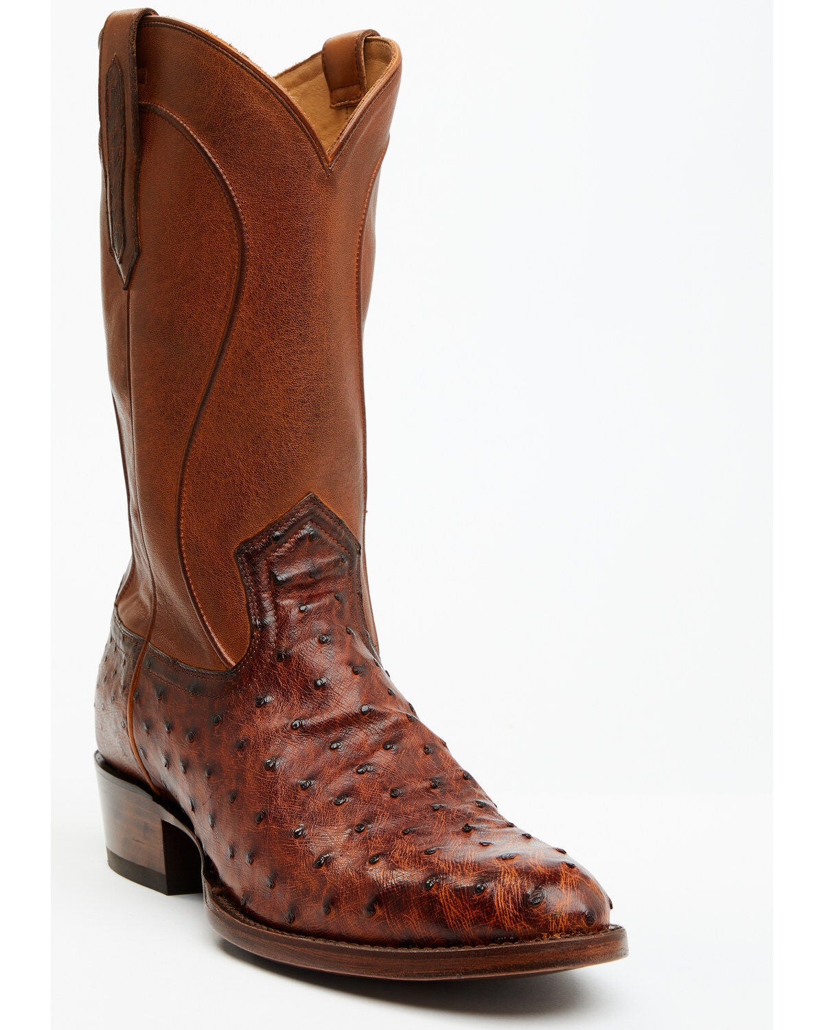 Cody James Black 1978&reg; Men's Chapman Exotic Full-Quill Ostrich Western Boots - Round Toe, Cognac, hi-res
