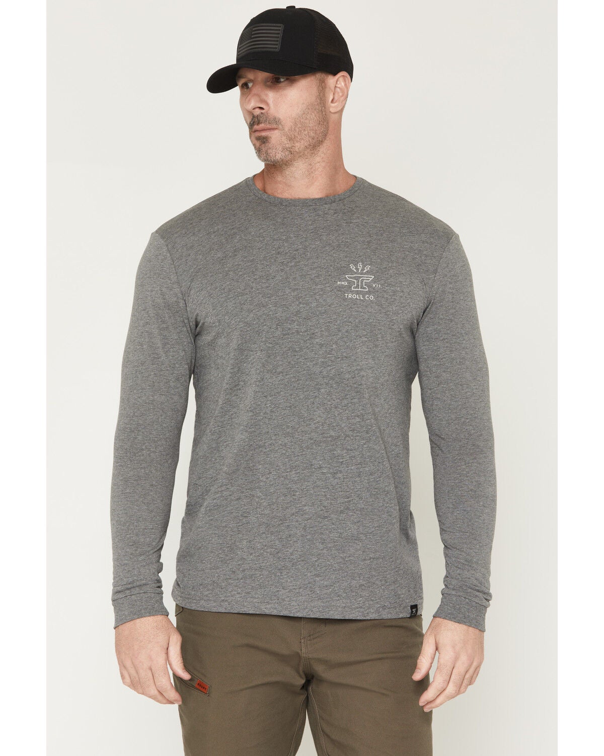 Image #2 - Troll Co Men's Twisting Wrenches Long Sleeve Graphic Work T-Shirt, Charcoal, hi-res