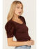 Image #2 - Shyanne Women's Crochet Sleeve Top, Mahogany, hi-res