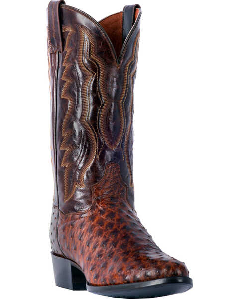 Dan Post Men's Pershing Brass Full Quill Ostrich Cowboy Boots - Medium Toe, Brown, hi-res