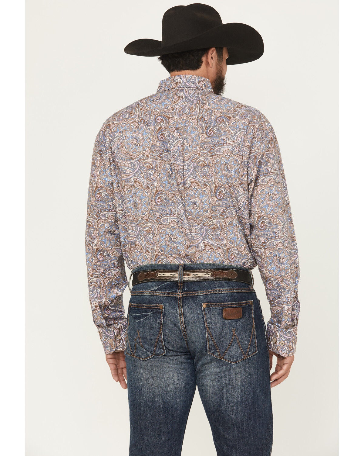 Image #4 - George Strait by Wrangler Men's Paisley Print Long Sleeve Button-Down Stretch Western Shirt, Multi, hi-res