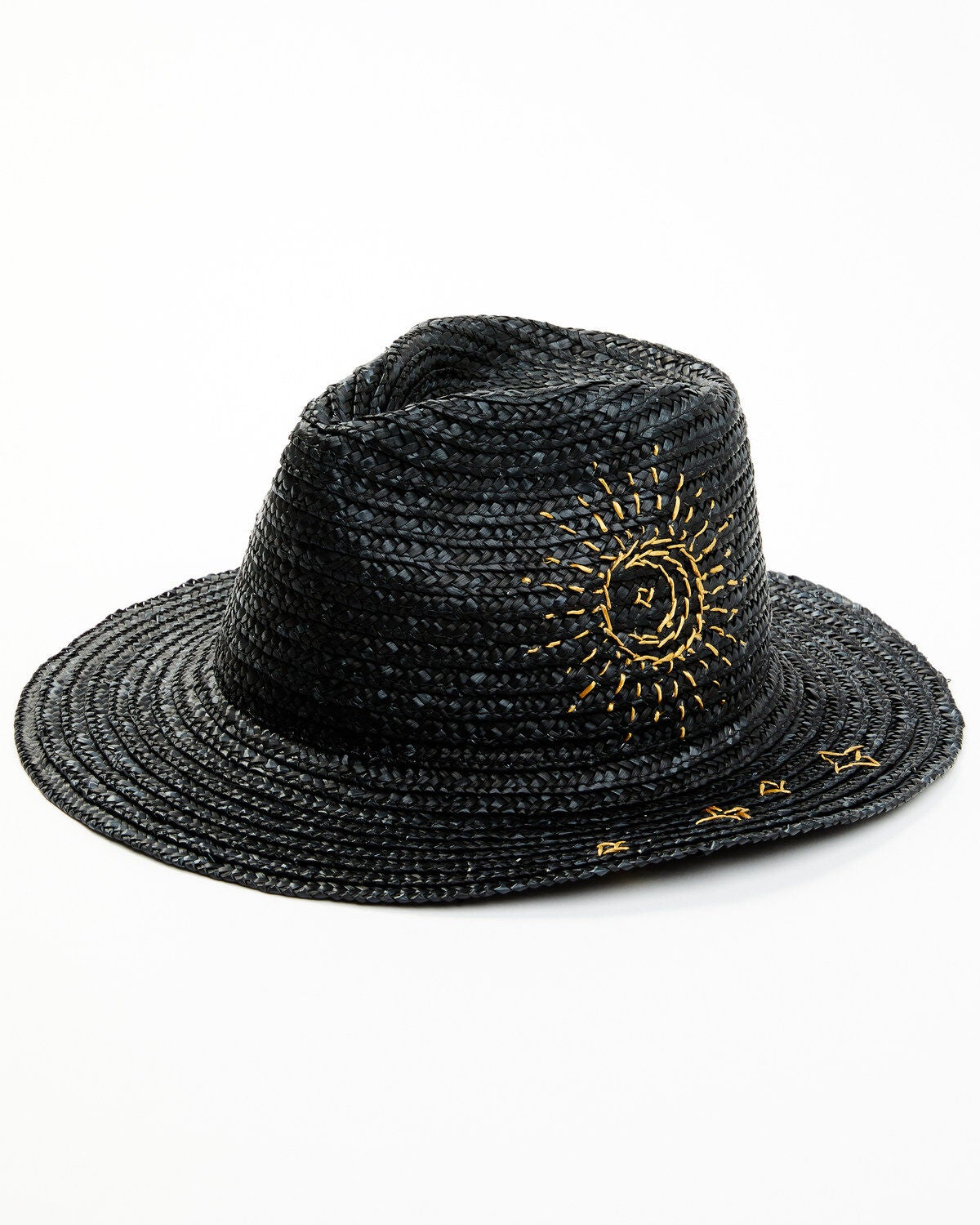Shyanne Women's Celestial Sunshine Straw Western Fedora, Black, hi-res
