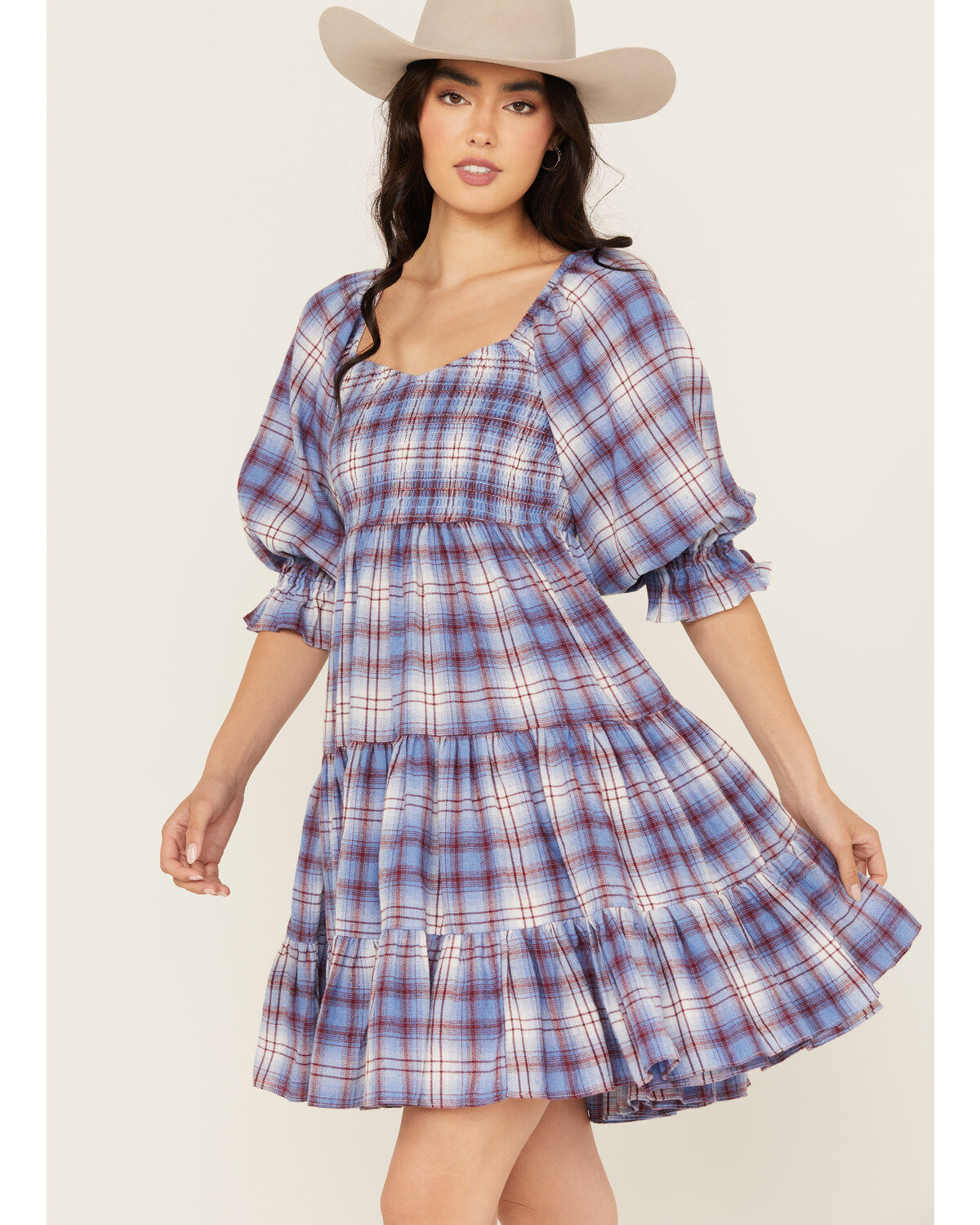 Image #2 - Yura Women's Plaid Print Tier Dress, , hi-res