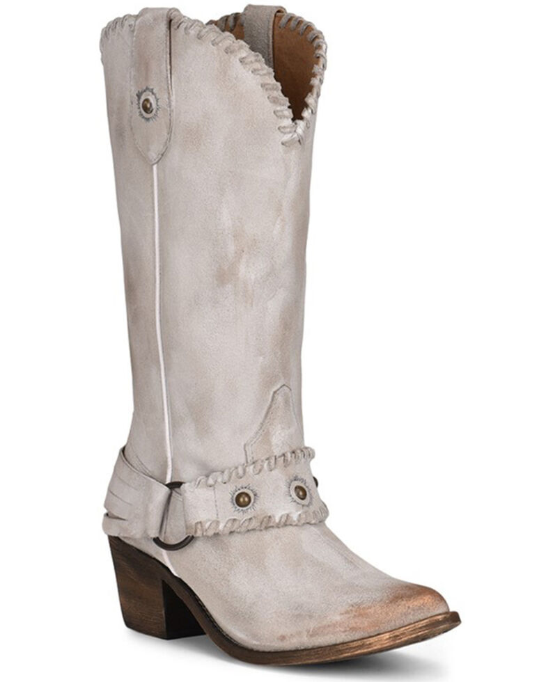 Circle G Women's White Harness Western Boots - Snip Toe, White, hi-res