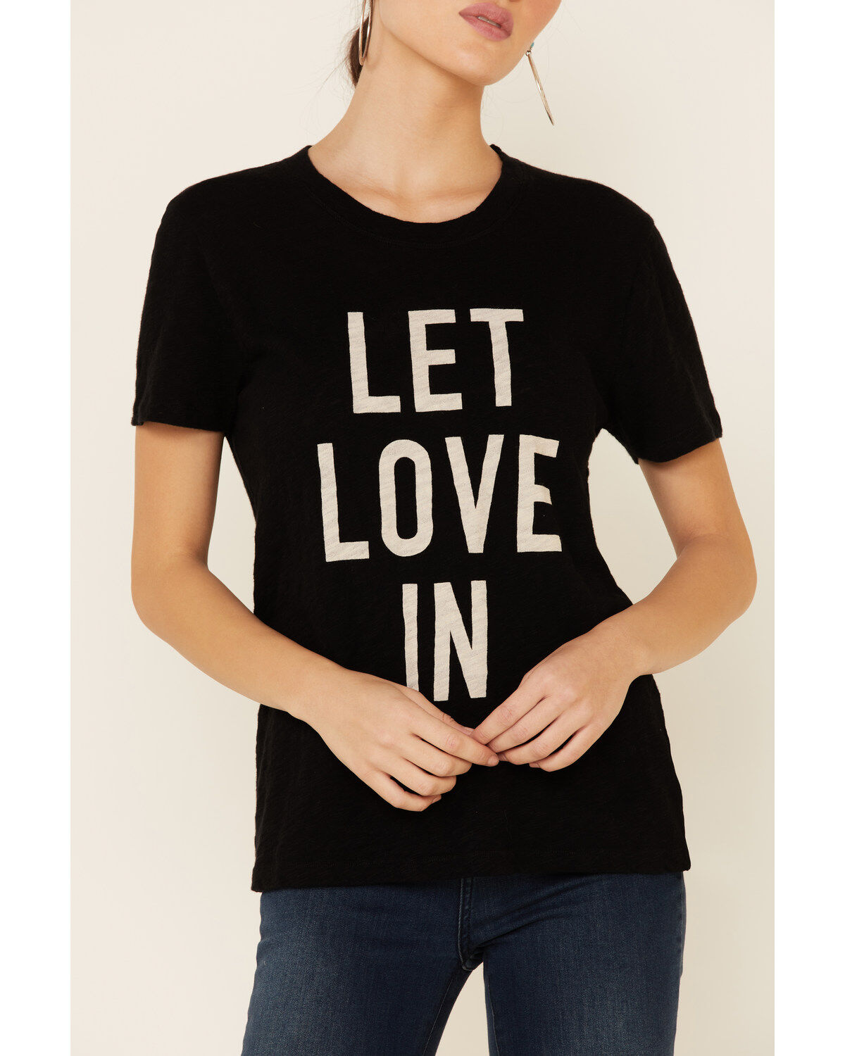 Image #3 - Revel Women's Let Love In Graphic Slub Short Sleeve Tee, Black, hi-res