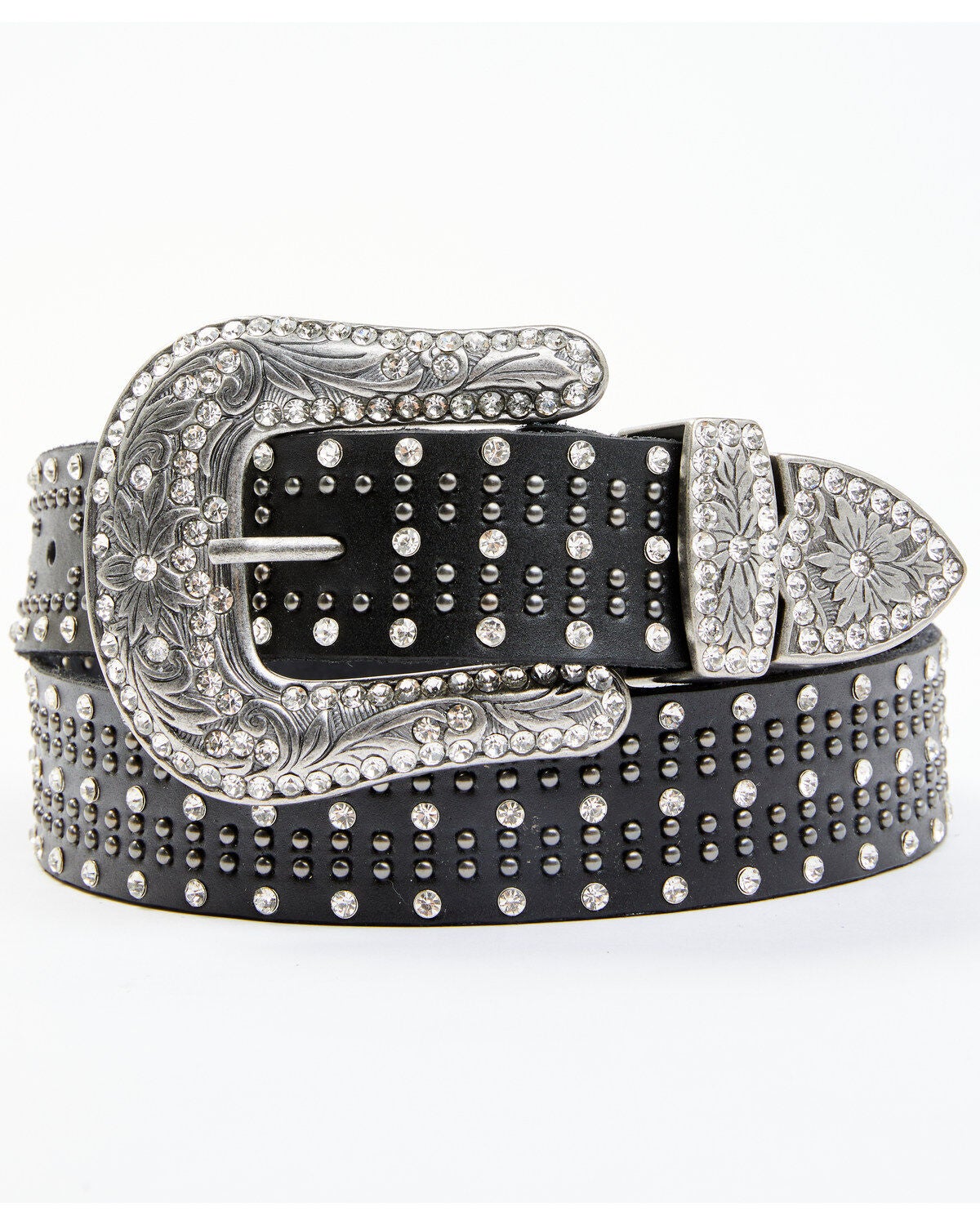 Shyanne Women's Triple Row Bling Belt, Black, hi-res