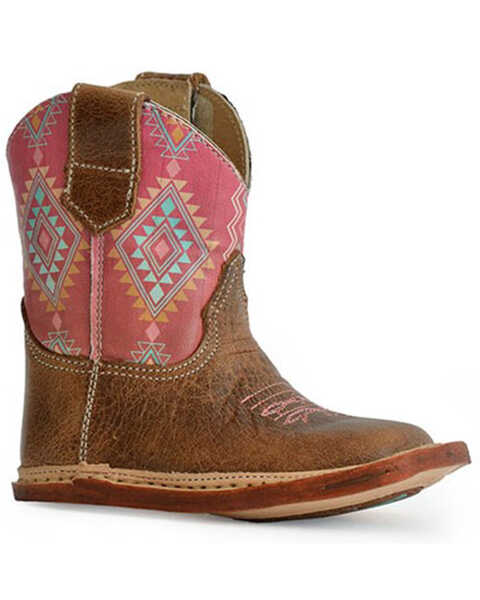 Roper Infant Girls' Dakota Western Boots - Broad Square Toe, Tan, hi-res