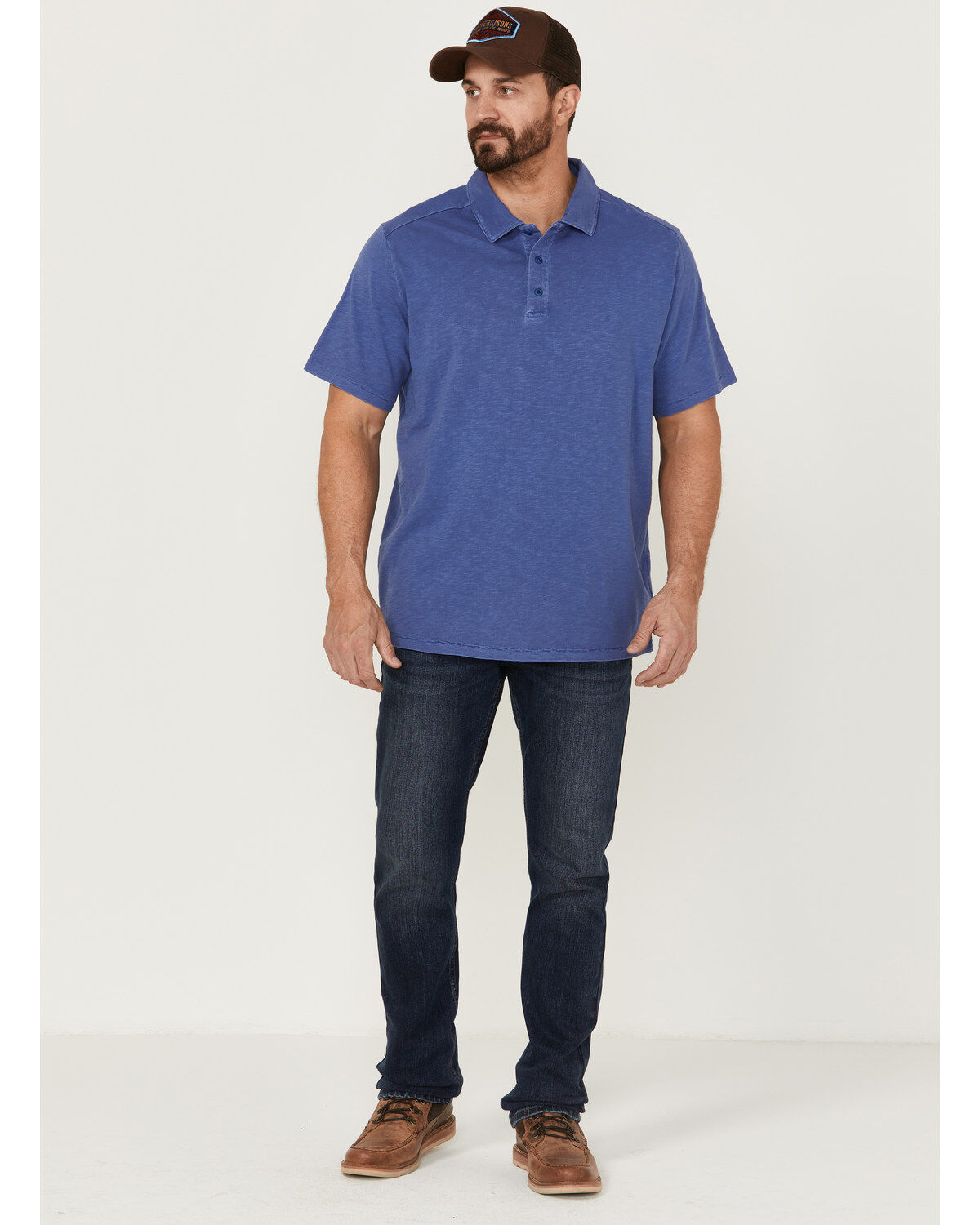Image #2 - Brothers and Sons Men's Solid Slub Short Sleeve Polo Shirt, Blue, hi-res