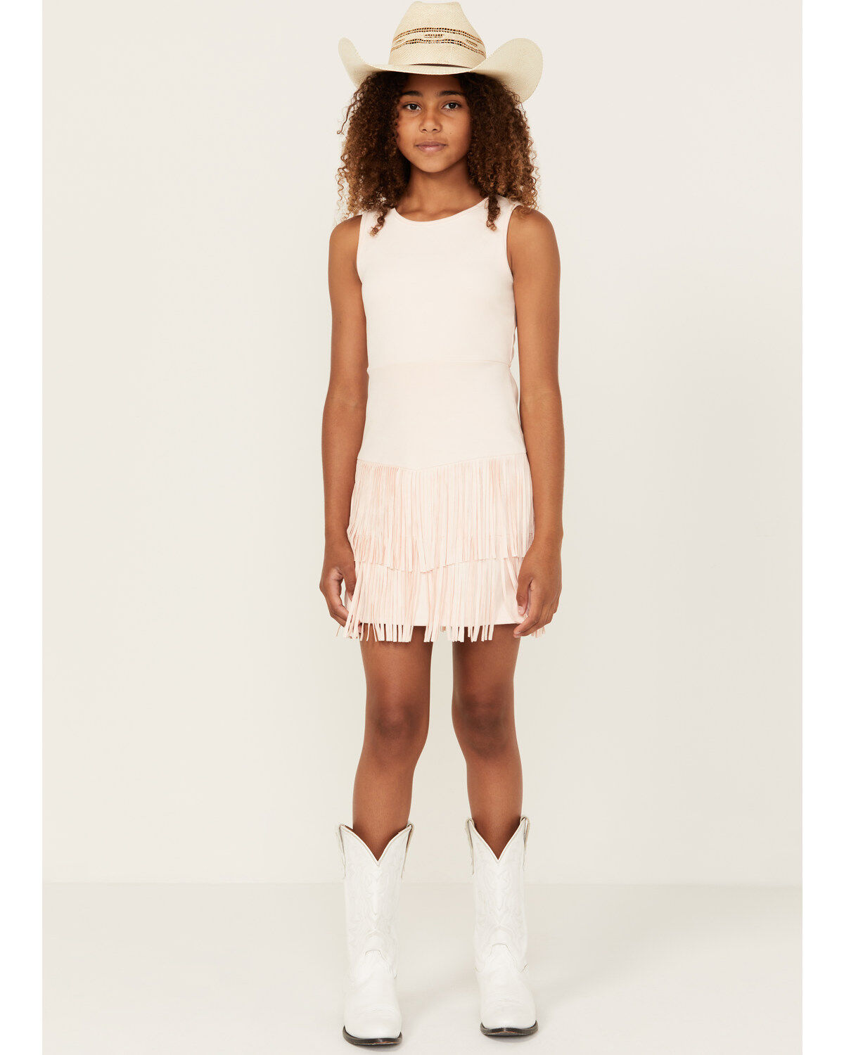 Image #1 - Trixxi Girls' Fringe Mini Dress, Blush, hi-res