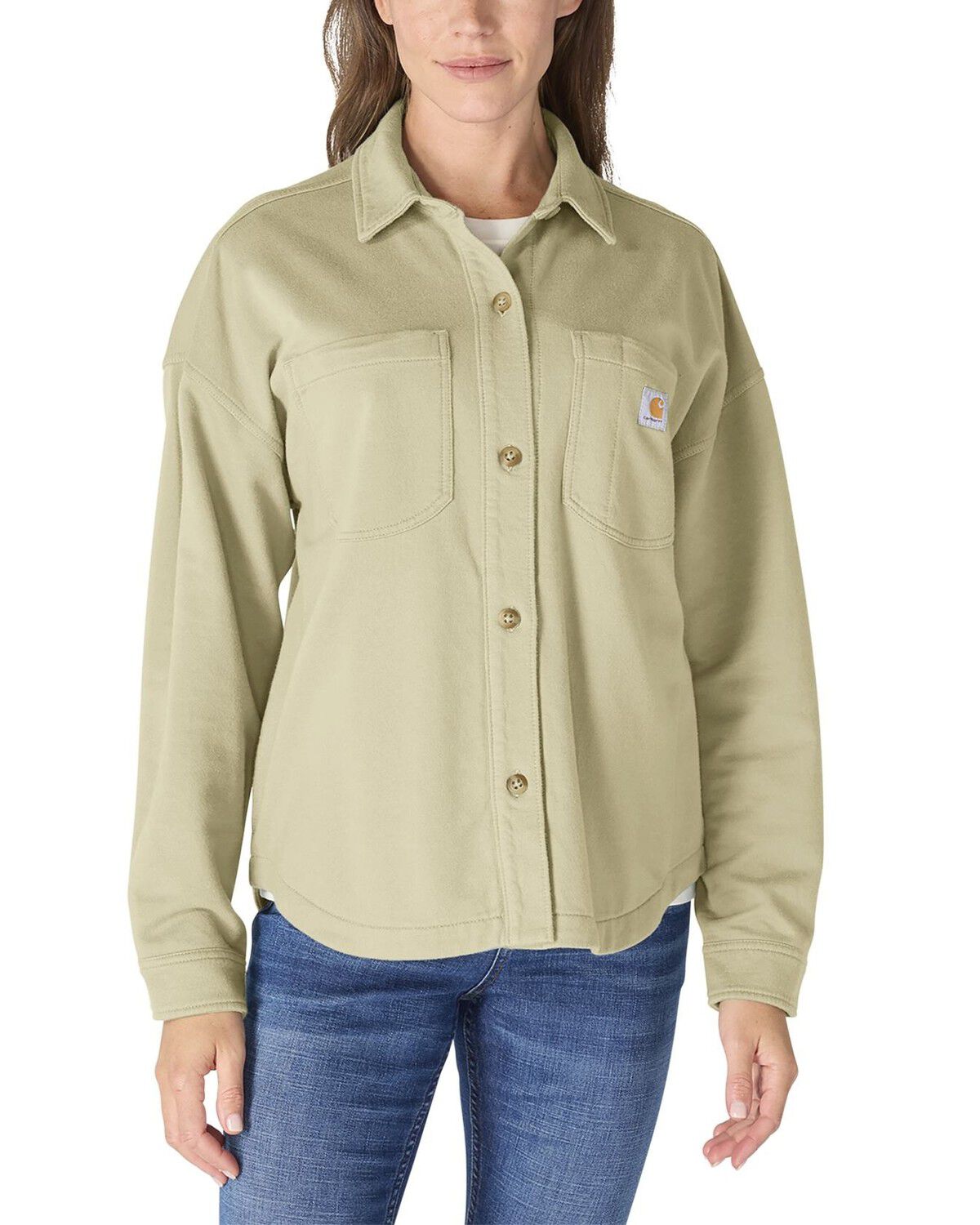 Carhartt Women's Durham Knit Long Sleeve Overshirt, Light Green, hi-res