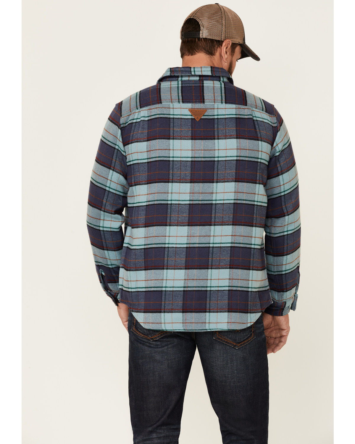 Image #4 - Columbia Men's Plaid Roughtail Heavyweight Button Down Western Flannel Shirt, Blue, hi-res