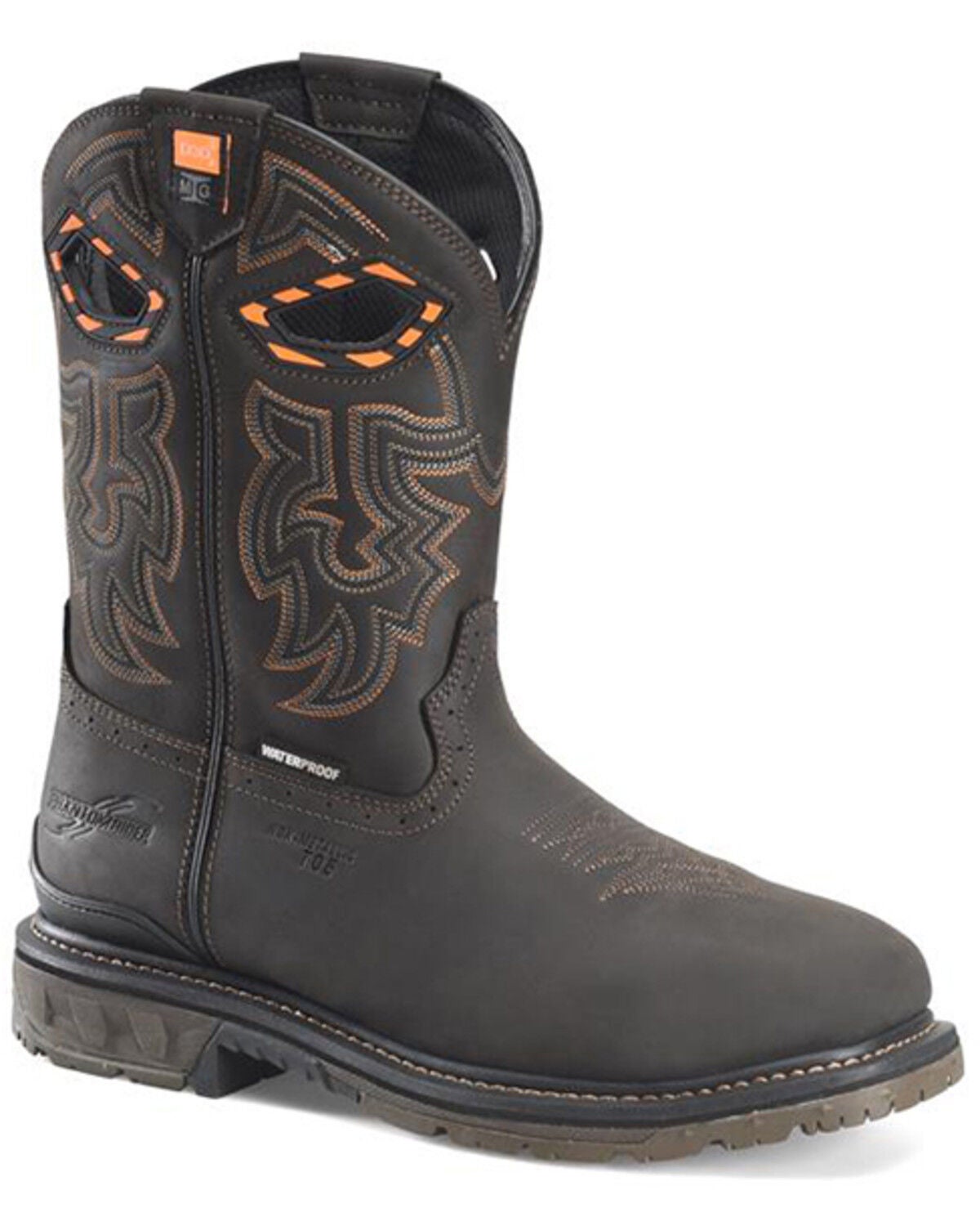 Double H Men's Bruner Waterproof Met Guard Work Boots - Composite Toe, Dark Brown, hi-res