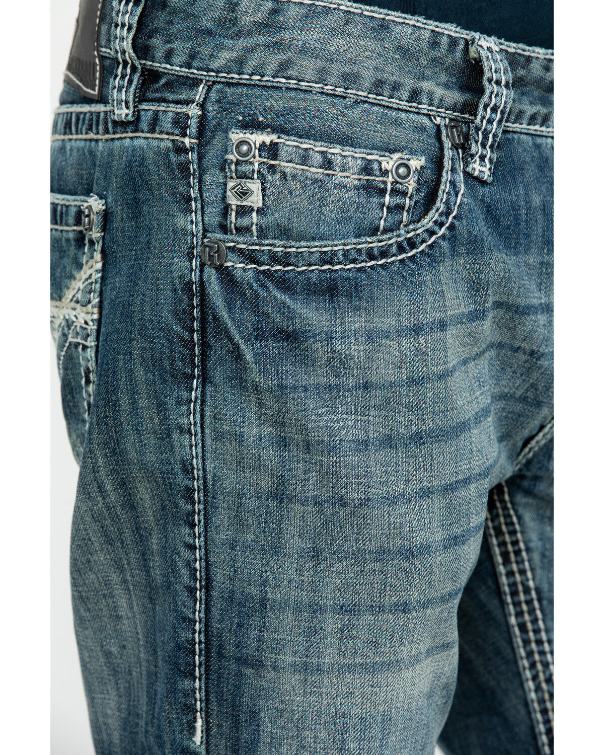 Image #4 - Rock & Roll Denim Men's Pistol Med Bootcut Jeans, Blue, hi-res