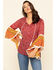 Red Label by Panhandle Women's Print Bell Sleeve Top , Dark Pink, hi-res