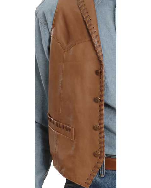 Scully Men's Whipstitch Leather Lapel Vest, Tan, hi-res