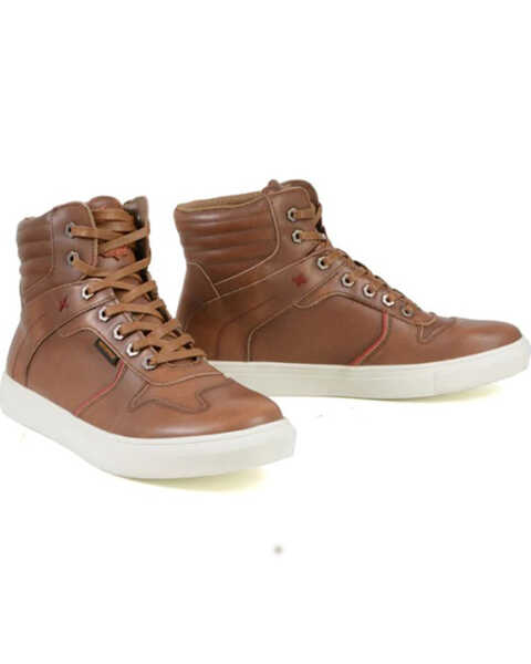 Milwaukee Leather Men's Vintage High-Top Reinforced Street Riding Waterproof Shoes Round Toe - Extended Sizes, Cognac, hi-res