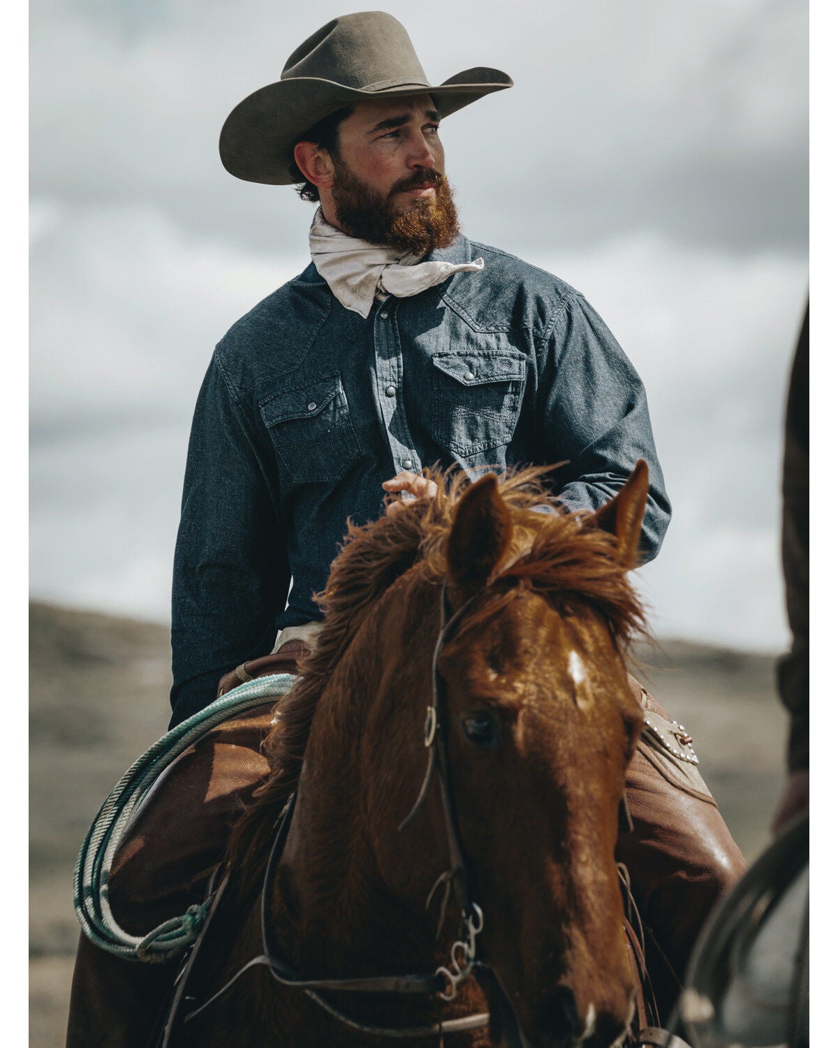 Blue Ranchwear Men's Heavyweight Dark Wash Denim Snap Western Shirt, Dark Blue, hi-res