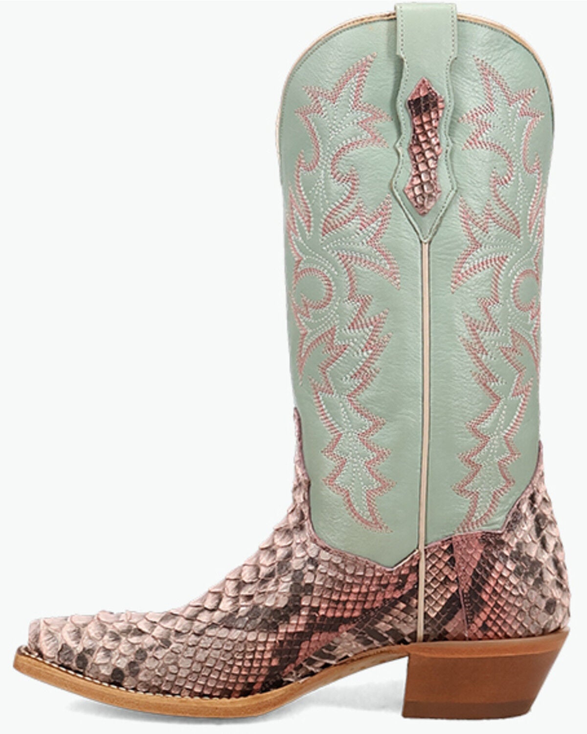 Image #3 - Dan Post Women's Exotic Python Western Boots - Snip Toe, Pink, hi-res
