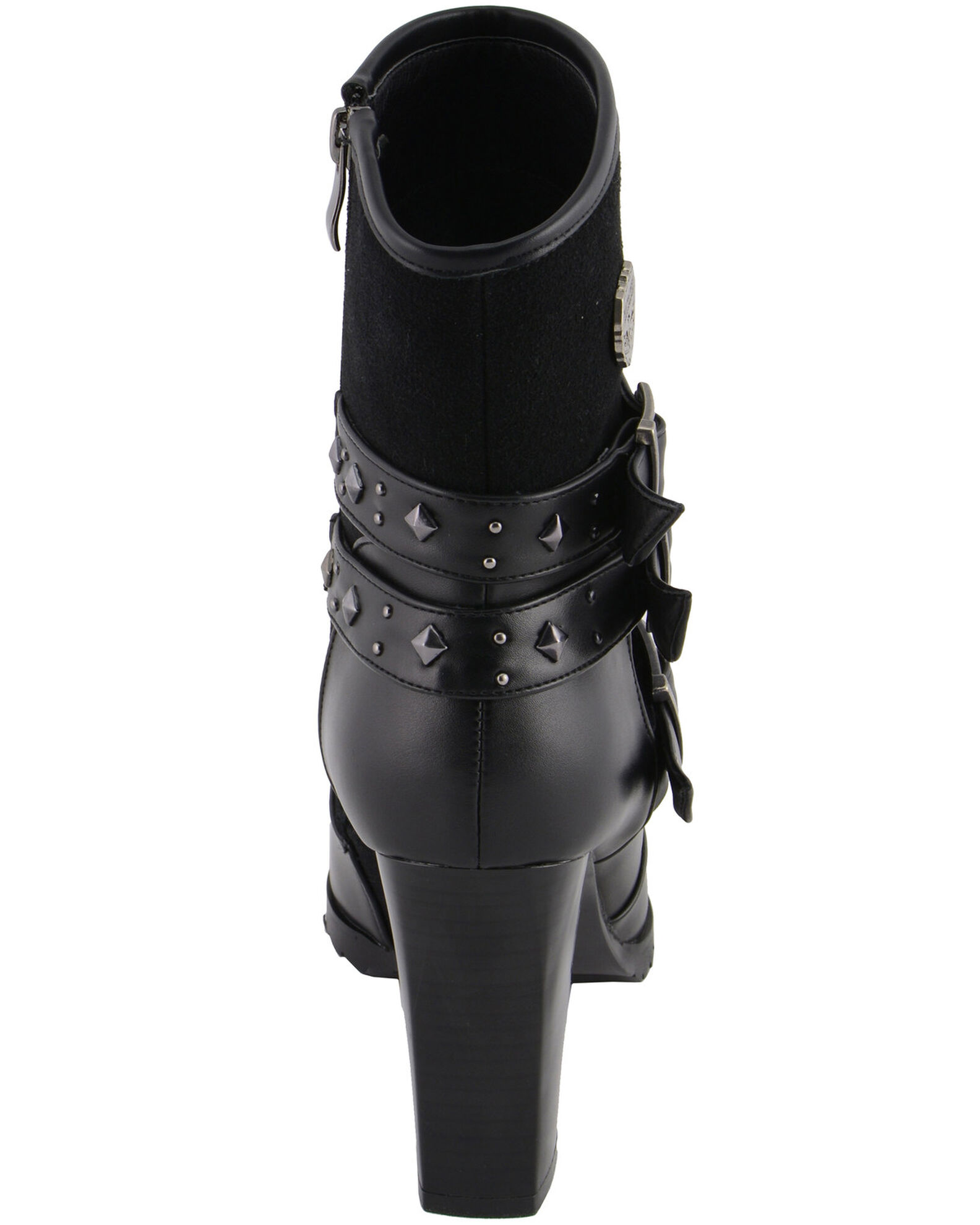 Image #7 - Milwaukee Leather Women's Block Heel Triple Strap Riding Boots - Round Toe, Black, hi-res