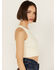 Image #2 - Fornia Women's Floral High Neck Cropped Top, White, hi-res