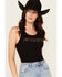 Image #2 - Youth in Revolt Women's I Heart Cowboys Ribbed Tank, Black, hi-res