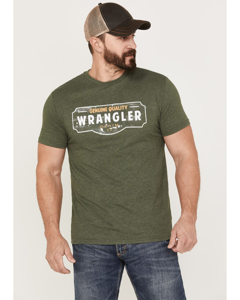Wrangler Men's Genuine Quality Logo Graphic Short Sleeve T-Shirt , Green, hi-res