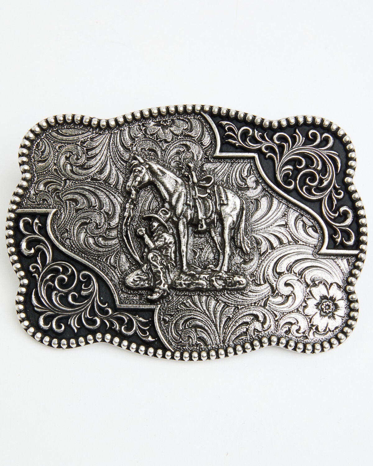 Image #1 - Cody James Kneeling Cowboy Belt Buckle, Silver, hi-res