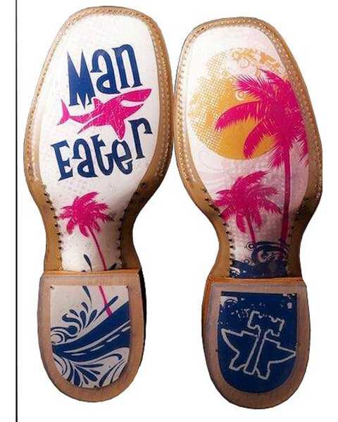 Image #3 - Tin Haul Women's Man Eater Shark Western Boots - Square Toe, Dark Brown, hi-res
