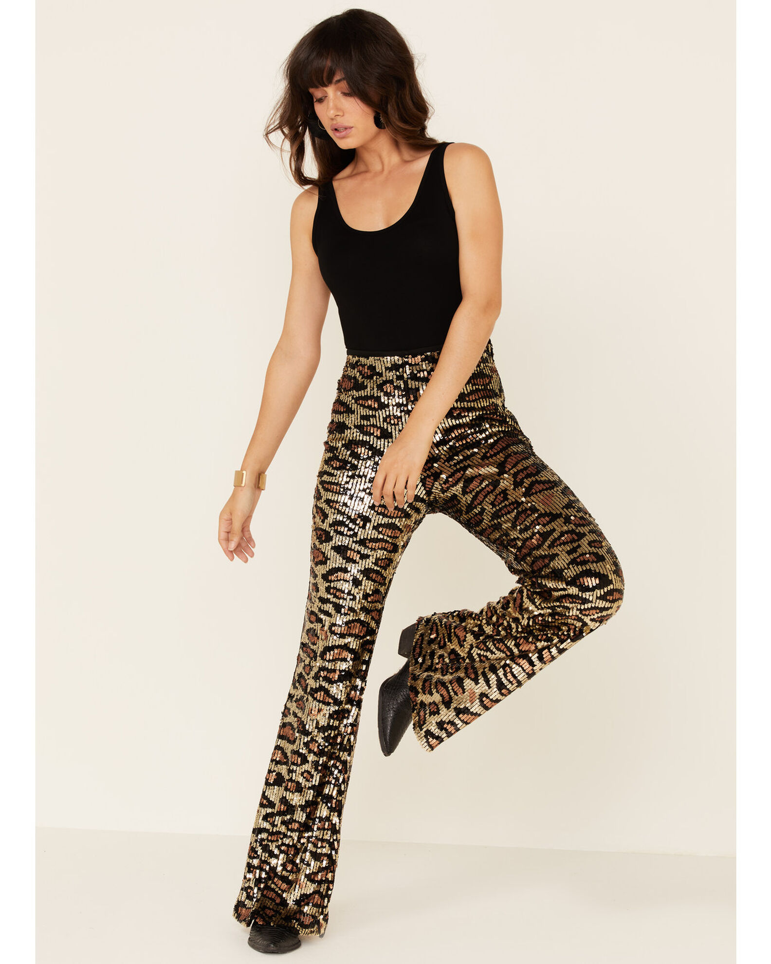 Product Name Show Me Your Mumu Women s Cheetah Sequin Gretta Flare Jeans