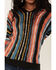 Rock & Roll Denim Women's Serape Stripe Knit Hooded Sweater , Brown, hi-res