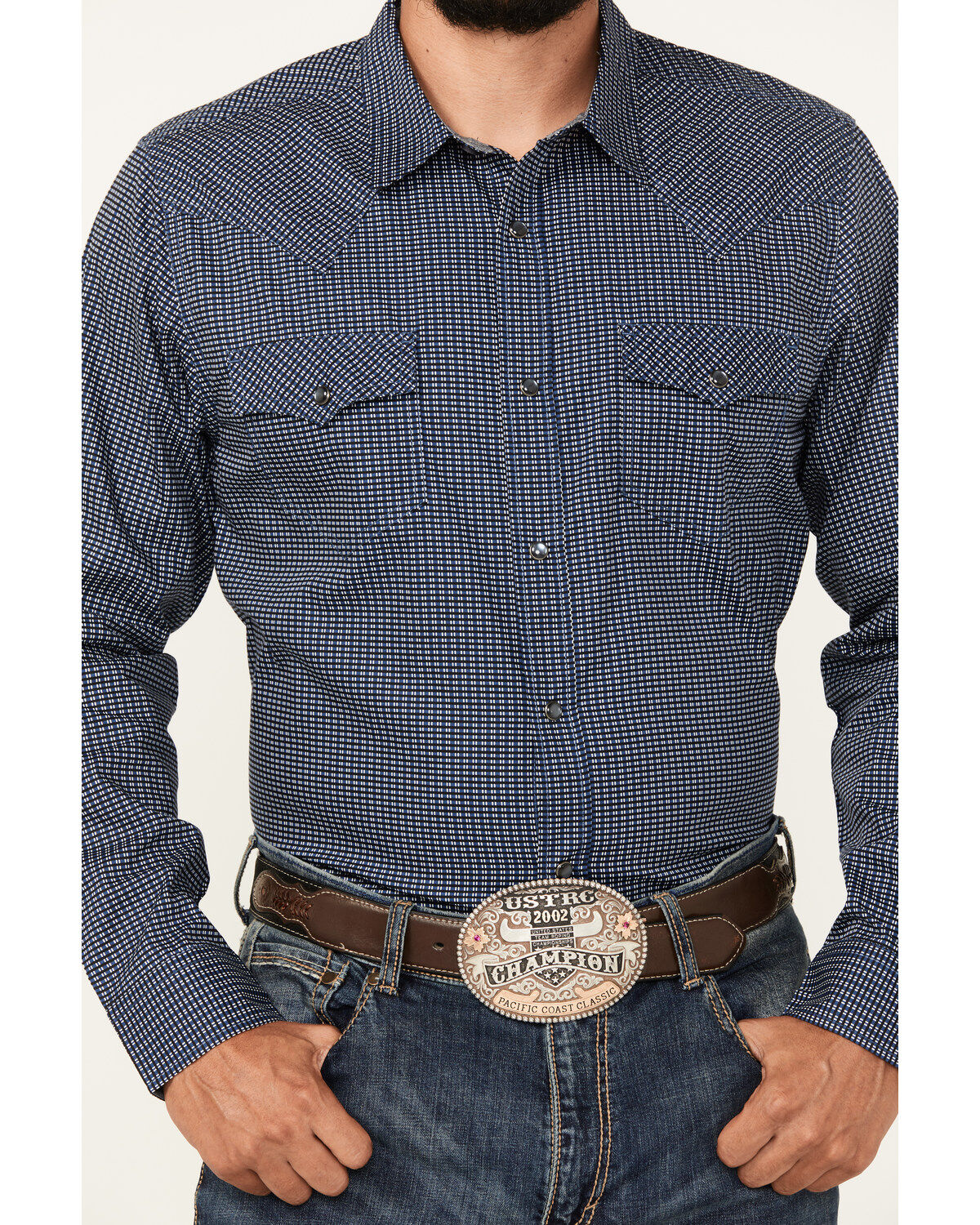 Image #3 - Cody James Men's Old West Checkered Print Long Sleeve Snap Western Shirt - Tall, , hi-res