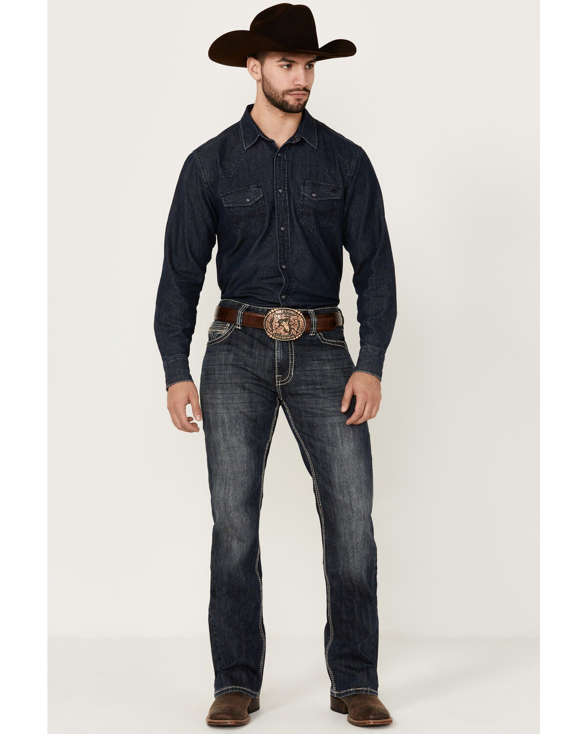 Rock & Roll Denim Men's Boot Barn Exclusive Double Barrel Medium Wash Relaxed Bootcut Stretch Denim Jeans, Medium Wash, hi-res