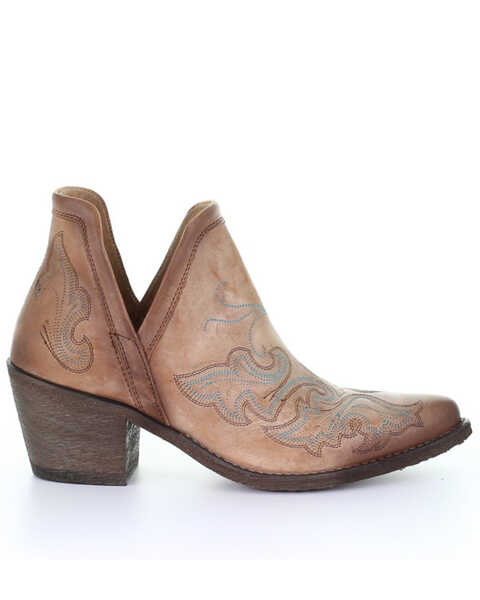 Circle G Women's Embroidery Fashion Booties - Round Toe, Brown, hi-res