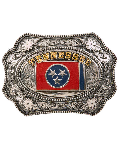 Cody James Men's Tennessee Flag Regional Buckle, Silver, hi-res