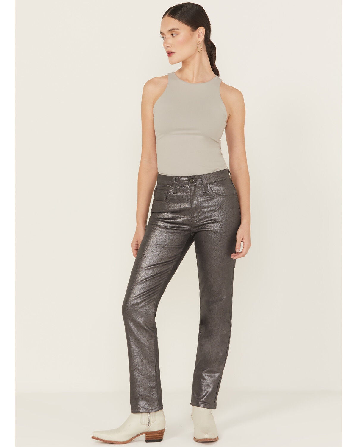 Levi's Women's Shine Til Dawn 724 High Rise Coated Straight Stretch Denim Jeans, Grey, hi-res