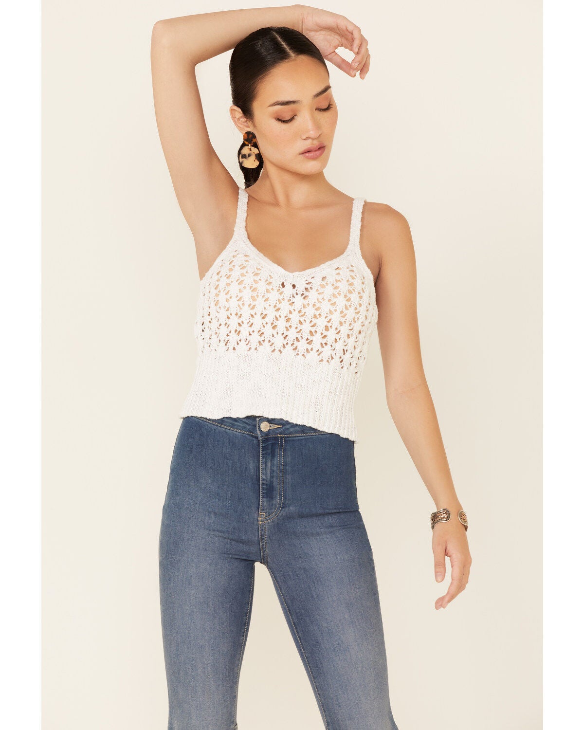 cream crochet crop top