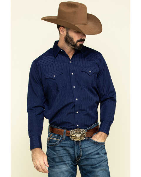 Image #2 - Ely Walker Men's Dark Tonal Stripe Long Sleeve Western Shirt , , hi-res