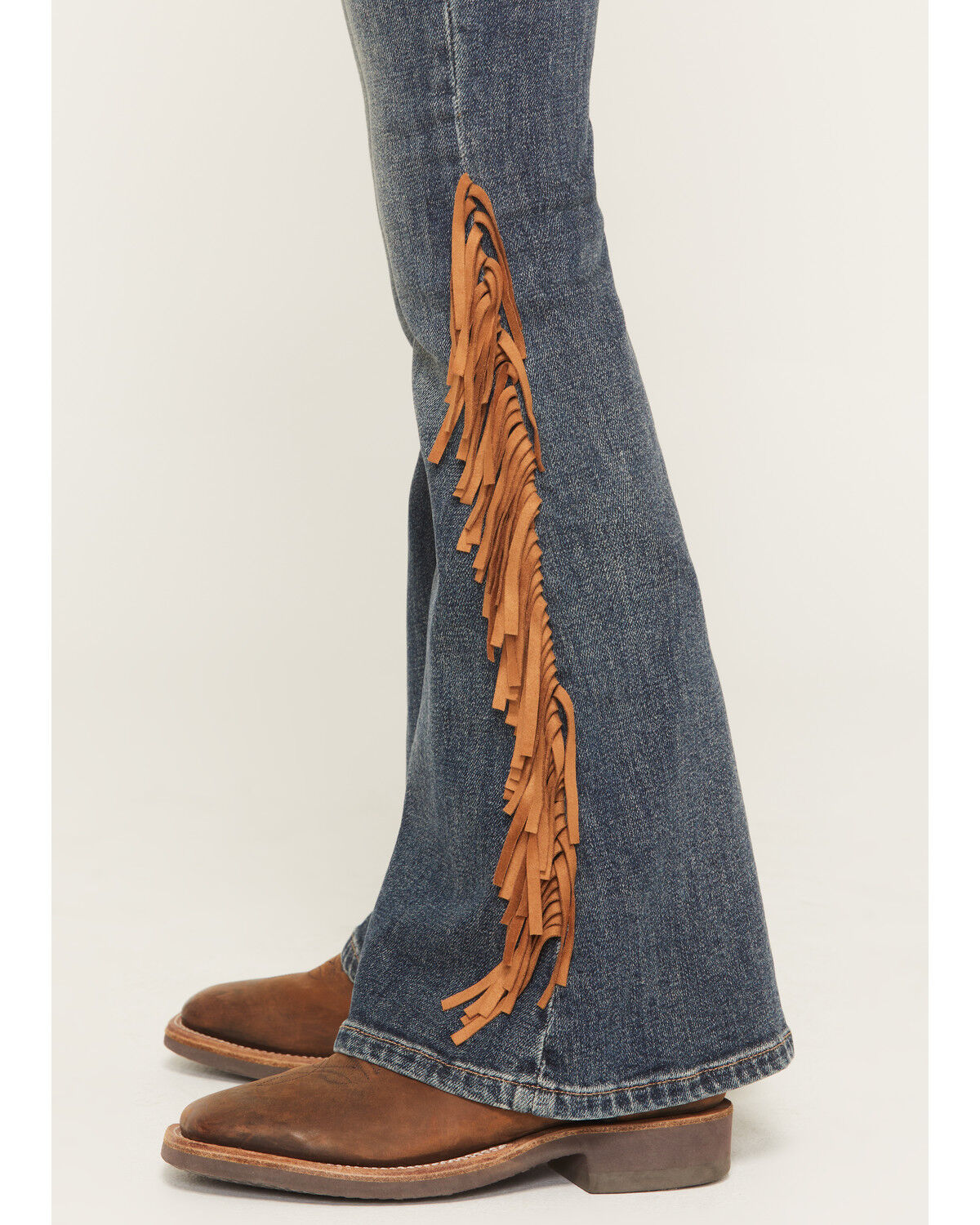 Image #2 - Shyanne Girls' Holly Medium Wash Fringe Flare Stretch Denim Jeans, Medium Wash, hi-res