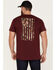 Browning Men's Realtree Edge Flag Graphic Short Sleeve T-Shirt, Maroon, hi-res
