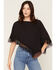 Image #1 - Wild Moss Women's Ruffle Trim Poncho, Black, hi-res