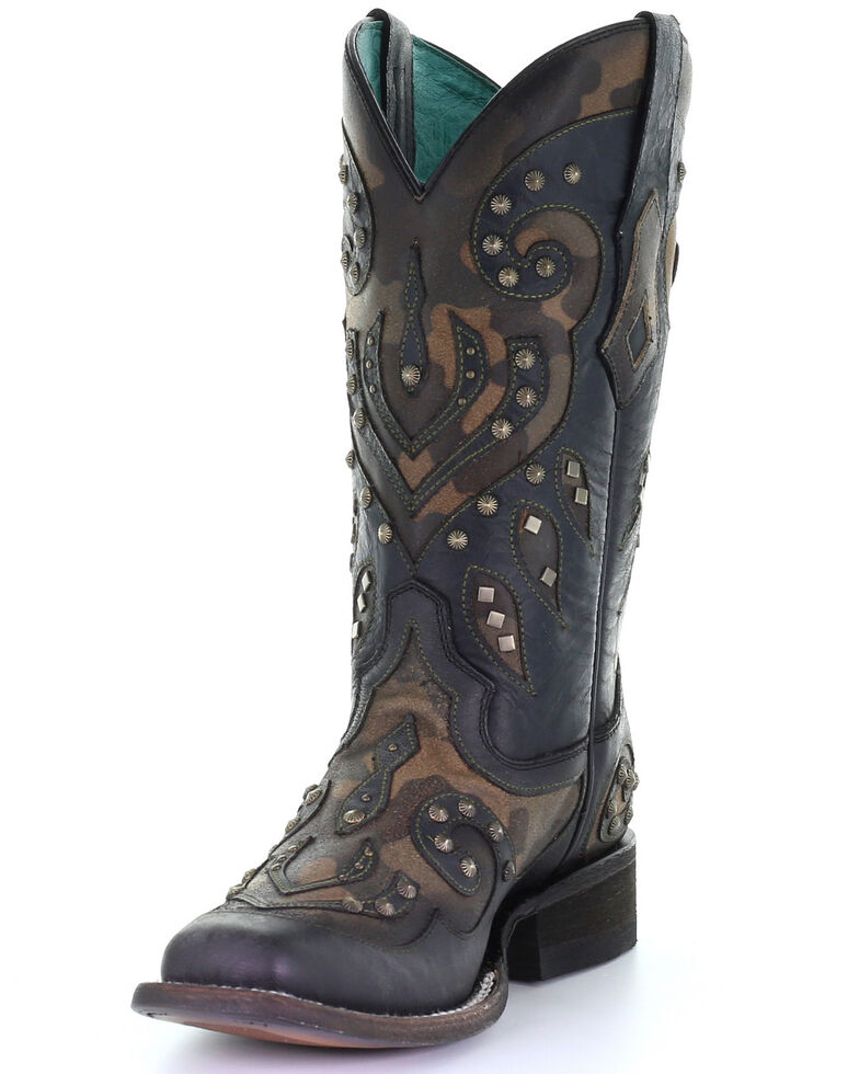 Corral Women's Camo Inlay With Studs Western Boots Square Toe Boot Barn