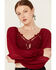 Image #2 - Flying Tomato Women's Crochet Front Long Sleeve Top, , hi-res