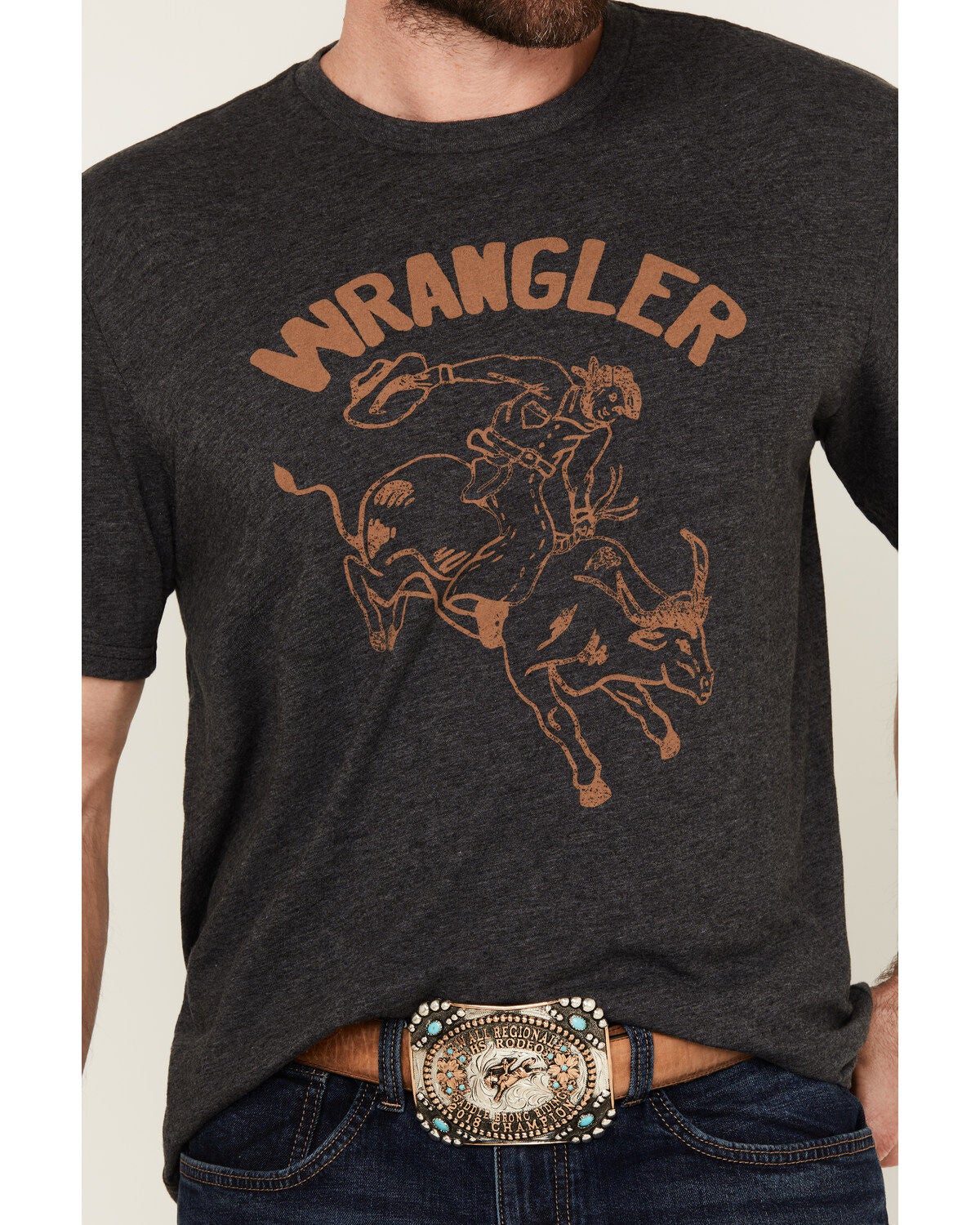 Image #3 - Wrangler Men's Bucking Bull Logo Short Sleeve Graphic T-Shirt, , hi-res