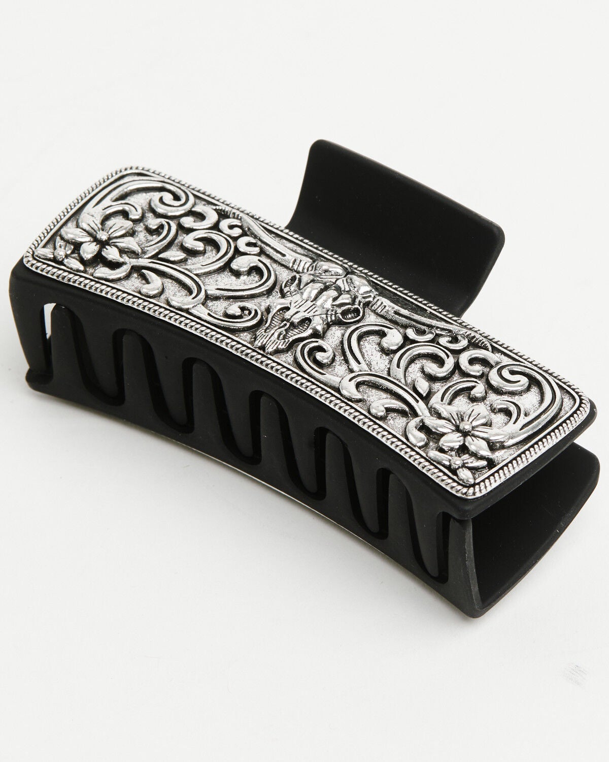 Image #2 - Idyllwind Women's Emery Steerhead Metal Claw Clip, Silver, hi-res