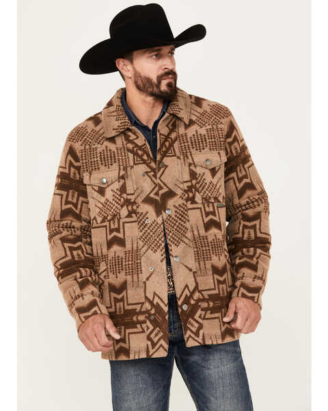 Powder River Outfitters by Panhandle Men's Commander Multicolor Snap Wool Jacket, Tan, hi-res