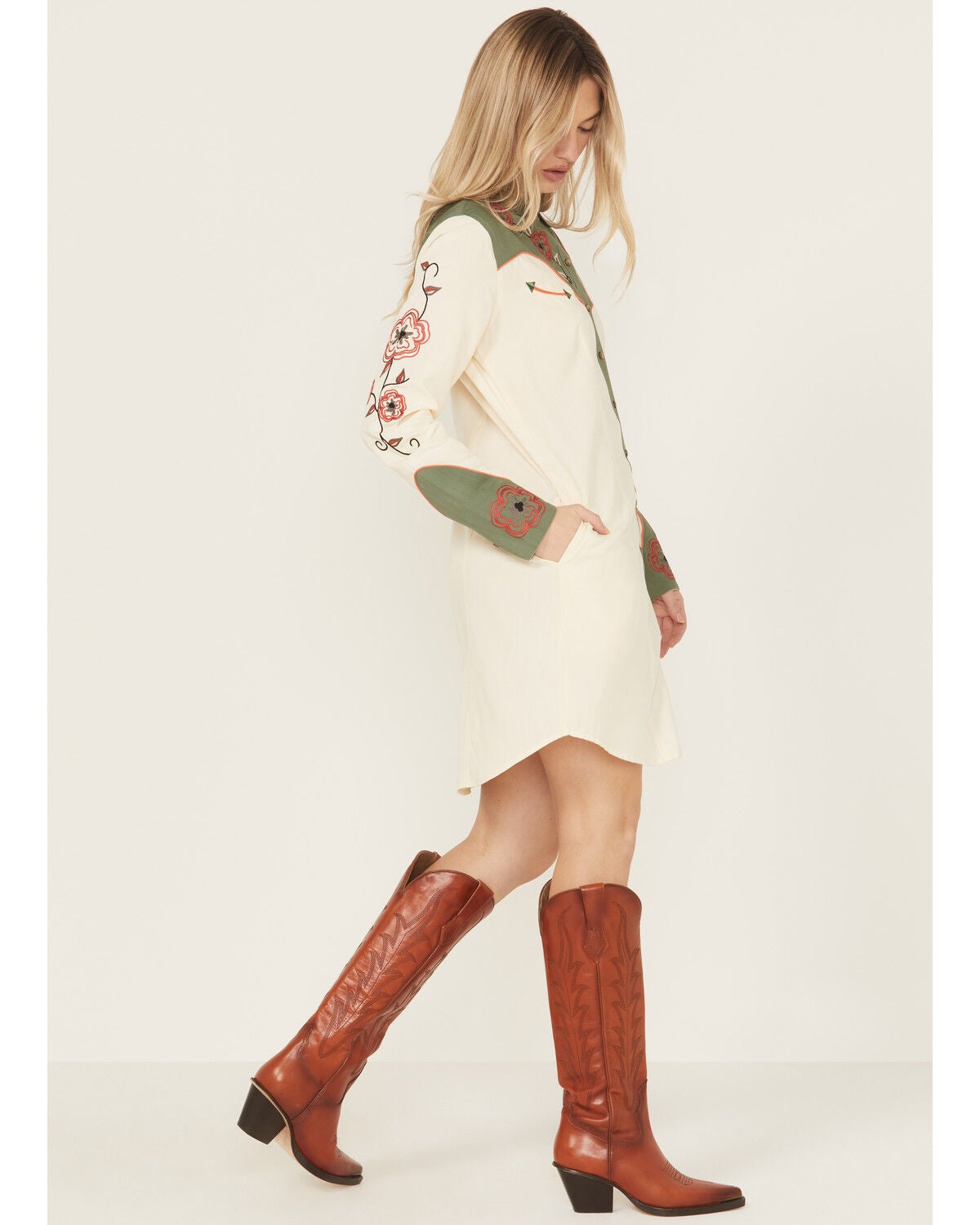 Image #2 - Panhandle Women's Retro Snap Embroidered Mini Shirt Dress, , hi-res