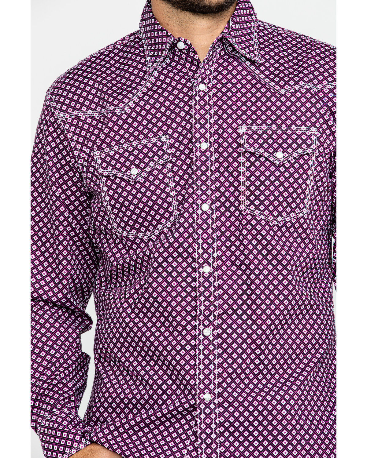 Image #4 - Wrangler 20X Men's Advanced Comfort Diamond Geo Long Sleeve Western Shirt , , hi-res