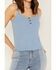 Image #3 - Cleo + Wolf Women's Rib Knit Henley Tank, Medium Blue, hi-res