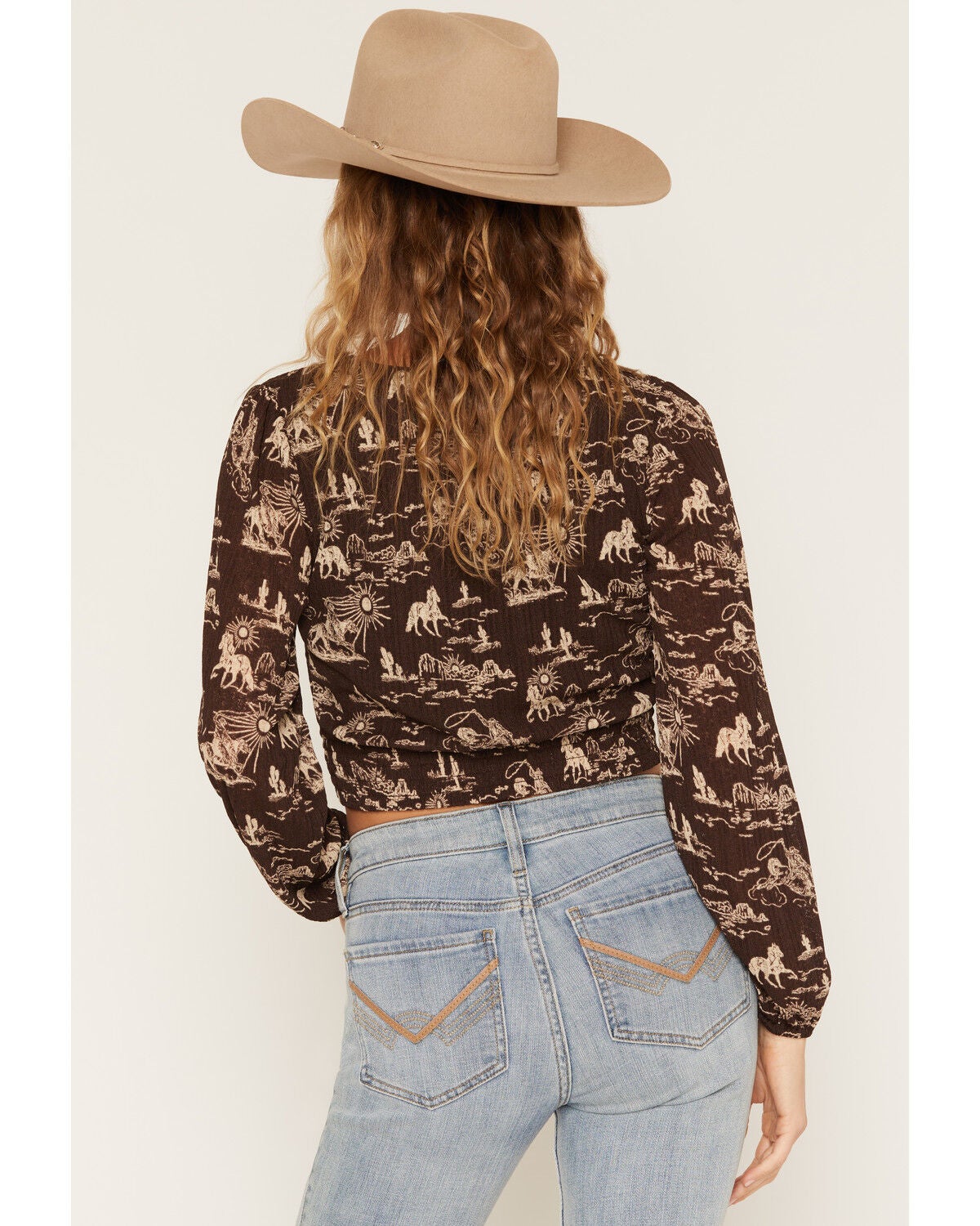 Image #4 - Idyllwind Women's Percy Conversational Print Twist Front Blouse, Dark Brown, hi-res